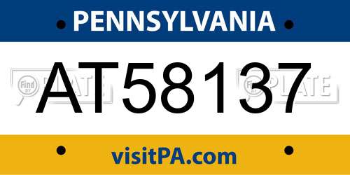 AT58137 Pennsylvania License Plate