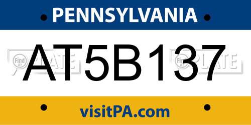 AT5B137 Pennsylvania License Plate