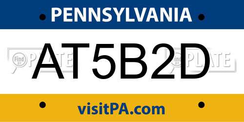 AT5B2D Pennsylvania License Plate