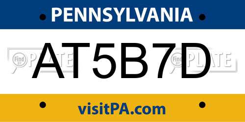 AT5B7D Pennsylvania License Plate