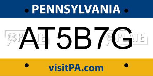 AT5B7G Pennsylvania License Plate