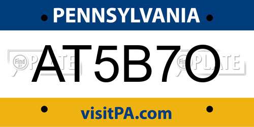 AT5B7O Pennsylvania License Plate