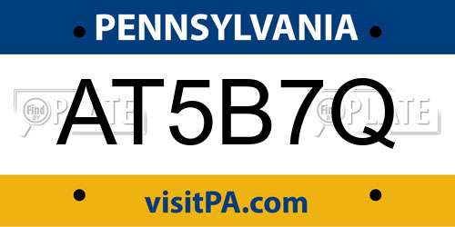 AT5B7Q Pennsylvania License Plate