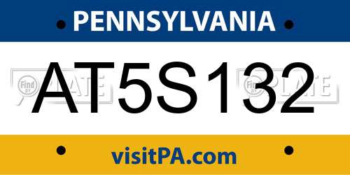 AT5S132 Pennsylvania License Plate