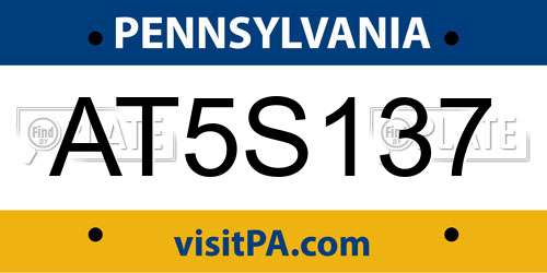 AT5S137 Pennsylvania License Plate