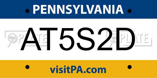 AT5S2D Pennsylvania License Plate
