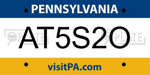 AT5S2O Pennsylvania License Plate