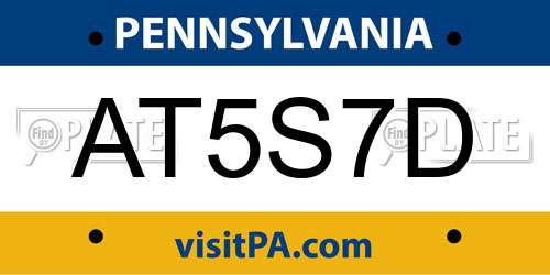 AT5S7D Pennsylvania License Plate
