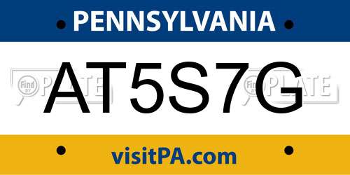 AT5S7G Pennsylvania License Plate