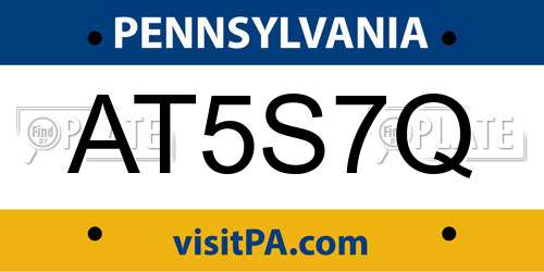 AT5S7Q Pennsylvania License Plate