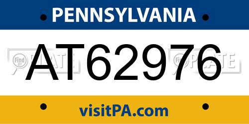 AT62976 Pennsylvania License Plate