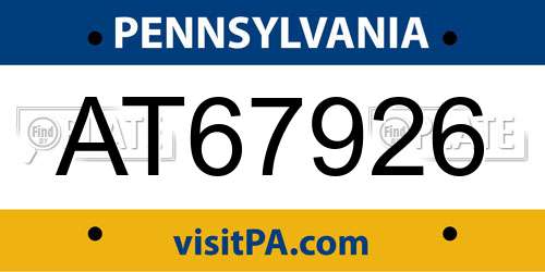 AT67926 Pennsylvania License Plate