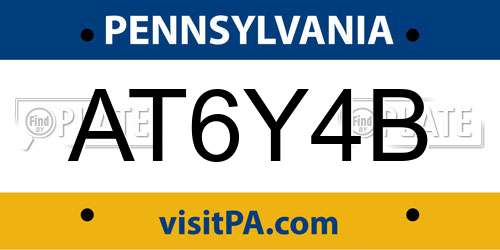 AT6Y4B Pennsylvania License Plate