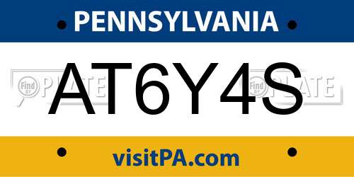 AT6Y4S Pennsylvania License Plate