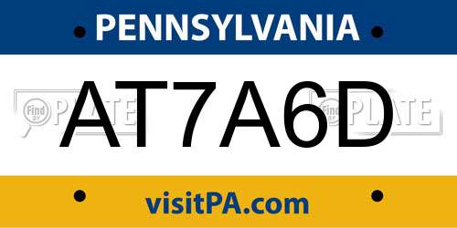 AT7A6D Pennsylvania License Plate