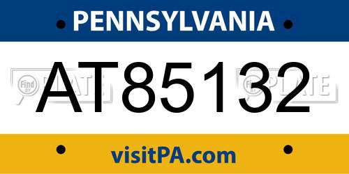 AT85132 Pennsylvania License Plate
