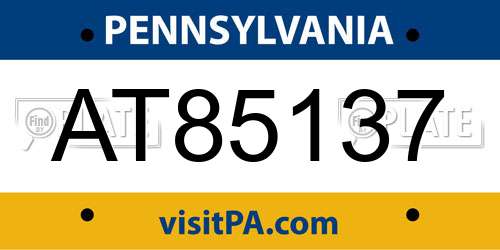AT85137 Pennsylvania License Plate