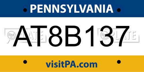 AT8B137 Pennsylvania License Plate