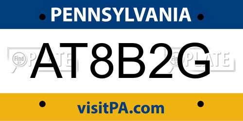 AT8B2G Pennsylvania License Plate