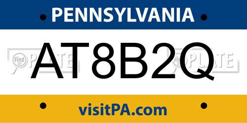 AT8B2Q Pennsylvania License Plate
