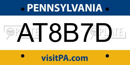 AT8B7D Pennsylvania License Plate
