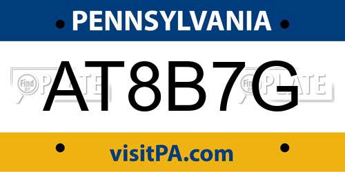 AT8B7G Pennsylvania License Plate