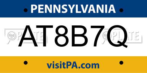 AT8B7Q Pennsylvania License Plate