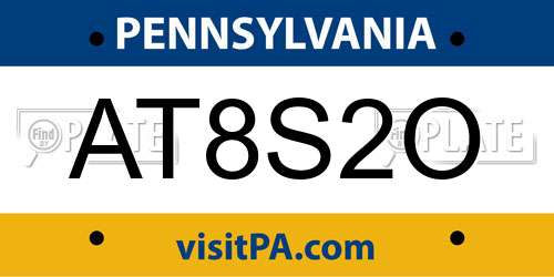 AT8S2O Pennsylvania License Plate