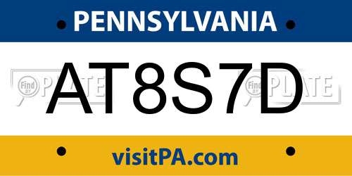 AT8S7D Pennsylvania License Plate