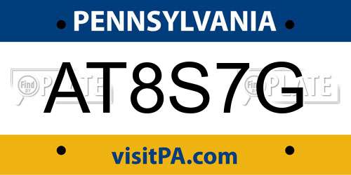 AT8S7G Pennsylvania License Plate