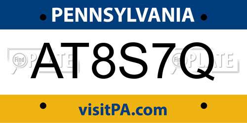 AT8S7Q Pennsylvania License Plate