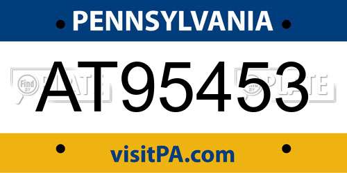 AT95453 Pennsylvania License Plate