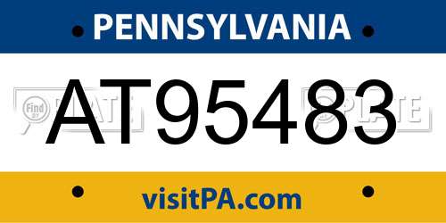 AT95483 Pennsylvania License Plate