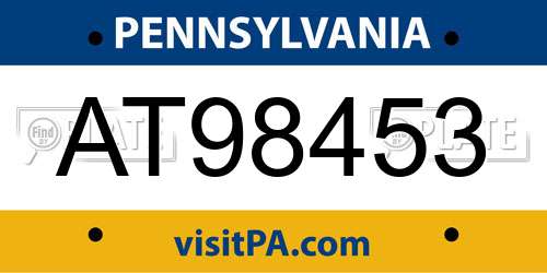 AT98453 Pennsylvania License Plate