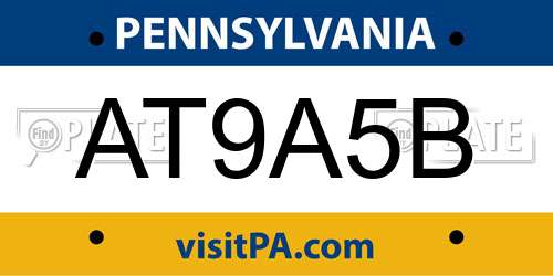AT9A5B Pennsylvania License Plate