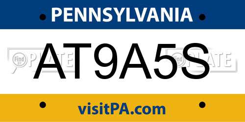 AT9A5S Pennsylvania License Plate