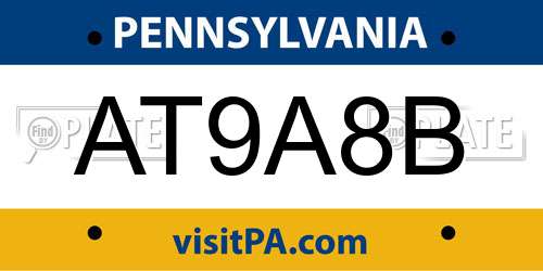 AT9A8B Pennsylvania License Plate