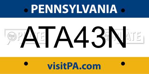 ATA43N Pennsylvania License Plate