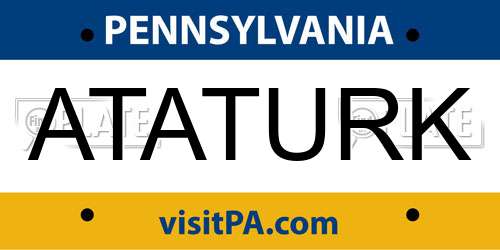 ATATURK Pennsylvania License Plate