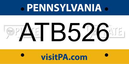 ATB526 Pennsylvania License Plate