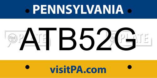 ATB52G Pennsylvania License Plate