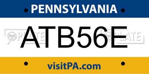 ATB56E Pennsylvania License Plate