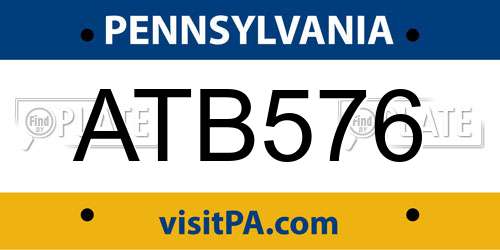 ATB576 Pennsylvania License Plate