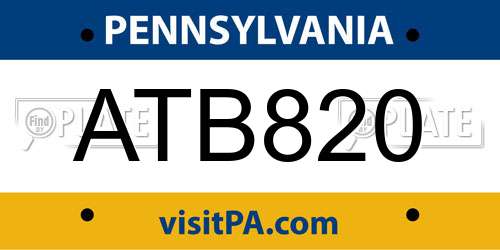 ATB820 Pennsylvania License Plate