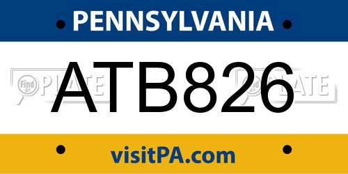 ATB826 Pennsylvania License Plate