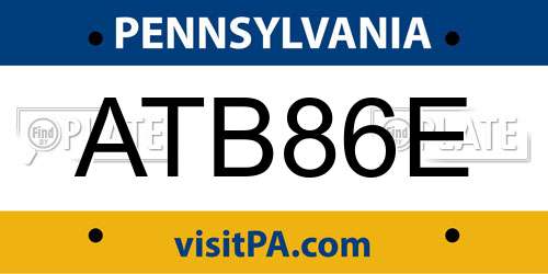 ATB86E Pennsylvania License Plate