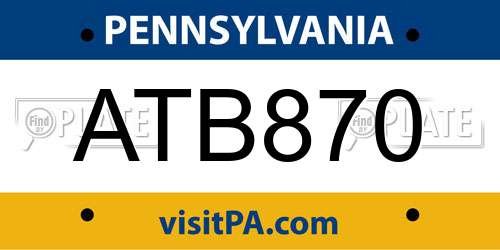 ATB870 Pennsylvania License Plate