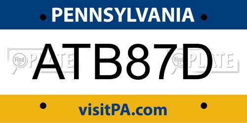 ATB87D Pennsylvania License Plate