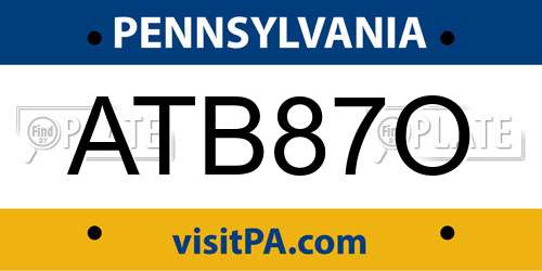 ATB87O Pennsylvania License Plate