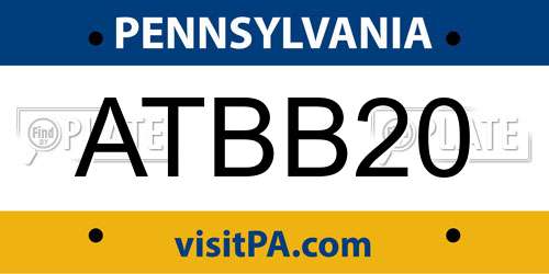 ATBB20 Pennsylvania License Plate
